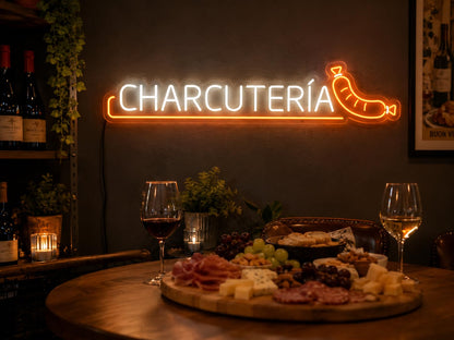 Letras de Neón Led CHARCUTERÍA, Fabricadas en Metacrilato, Para Negocio, Tienda o Comercio medidas 70cm alimentacion 12v