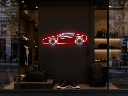 soloLED Letrero Coche deportivo Cartel Luminoso LED Escaparate, Decoración de Pared en Metacrilato, Luz Brillante, aproximadamente 51x21cm alimentación 12v