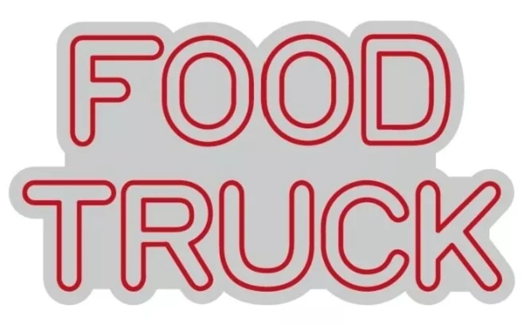 Letrero LED Neón Decorativo 'Food Truck', Rojo, 75cm x 42.3cm, Iluminación para Bar, Restaurante, Montaje en Pared