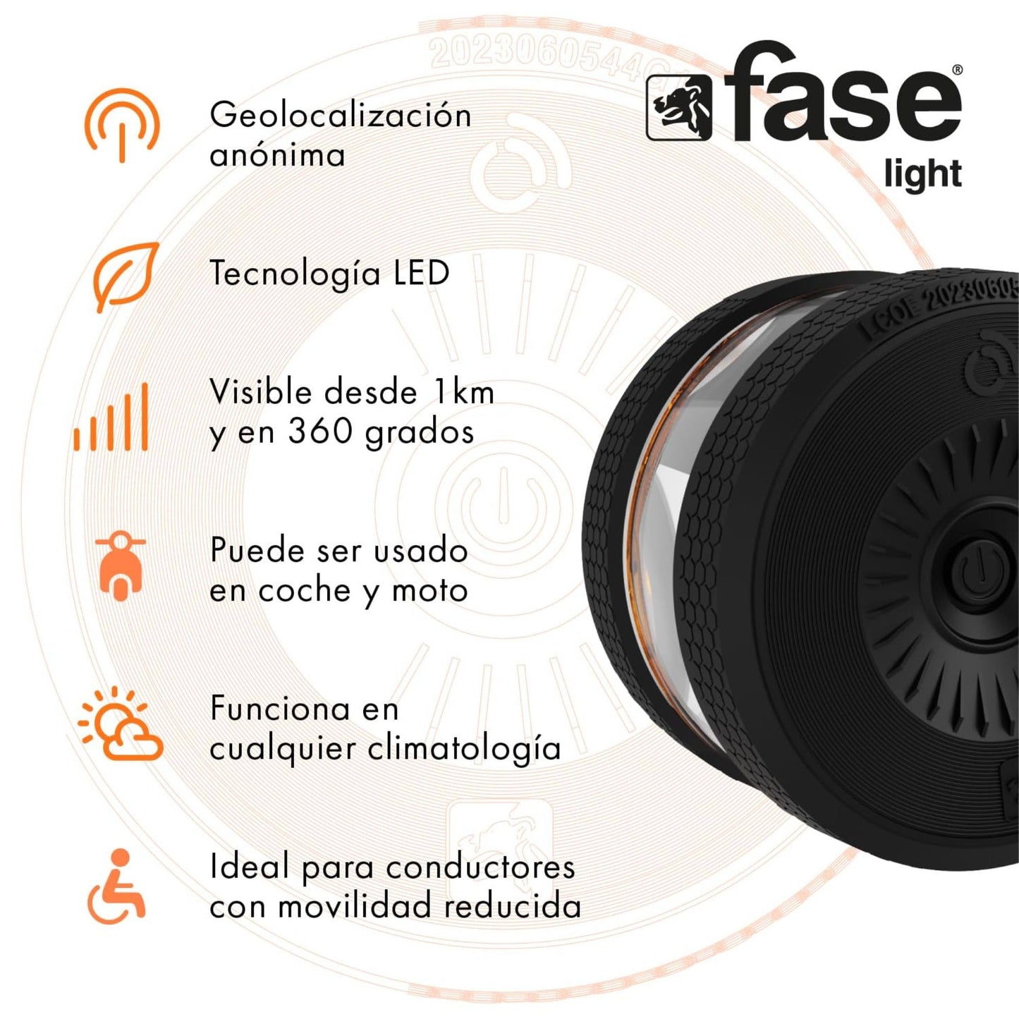 FASE Luz Emergencia Coche Homologado DGT - baliza v16 homologada DGT con geolocalizador - Proporciona Geolocalización Exacta a la DGT - FASELIGHT IoT