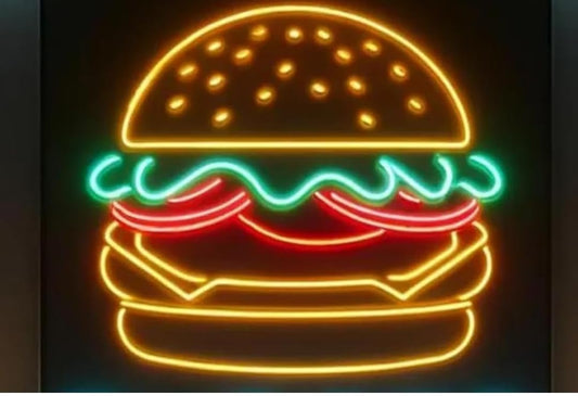 Letrero Luminoso de Neón LED, Diseño de Hamburguesa, Multicolor, Decoración para Restaurante