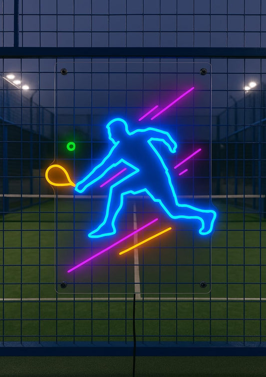 Letrero LED de Neón Deportivo, Jugador de pádel, Iluminación Decorativa Multicolor