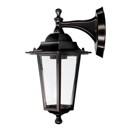 APLIQUE EXTERIOR ZURICH DE ALUMINIO Y CRISTAL E27 60 W SIN BOMBILLA, COLOR NEGRO, LUZ HACIA ABAJO