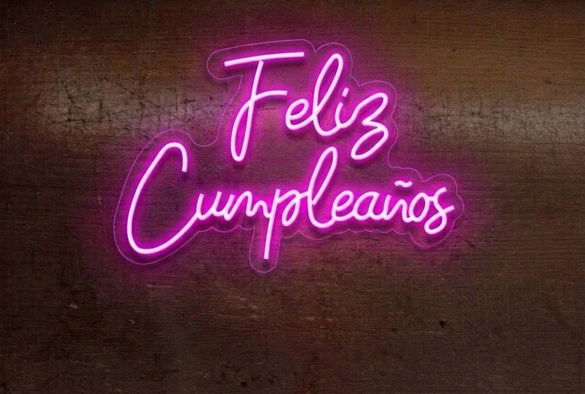 Letrero de Neón Feliz cumpleaños Cartel Luminoso Decorativo APROXIMADAMENTE 70CM ALIMENTADOR 12 V