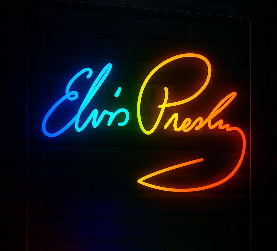 Letrero LED de Neón Decorativo, Elvis rock Multicolor, Diseño Artístico