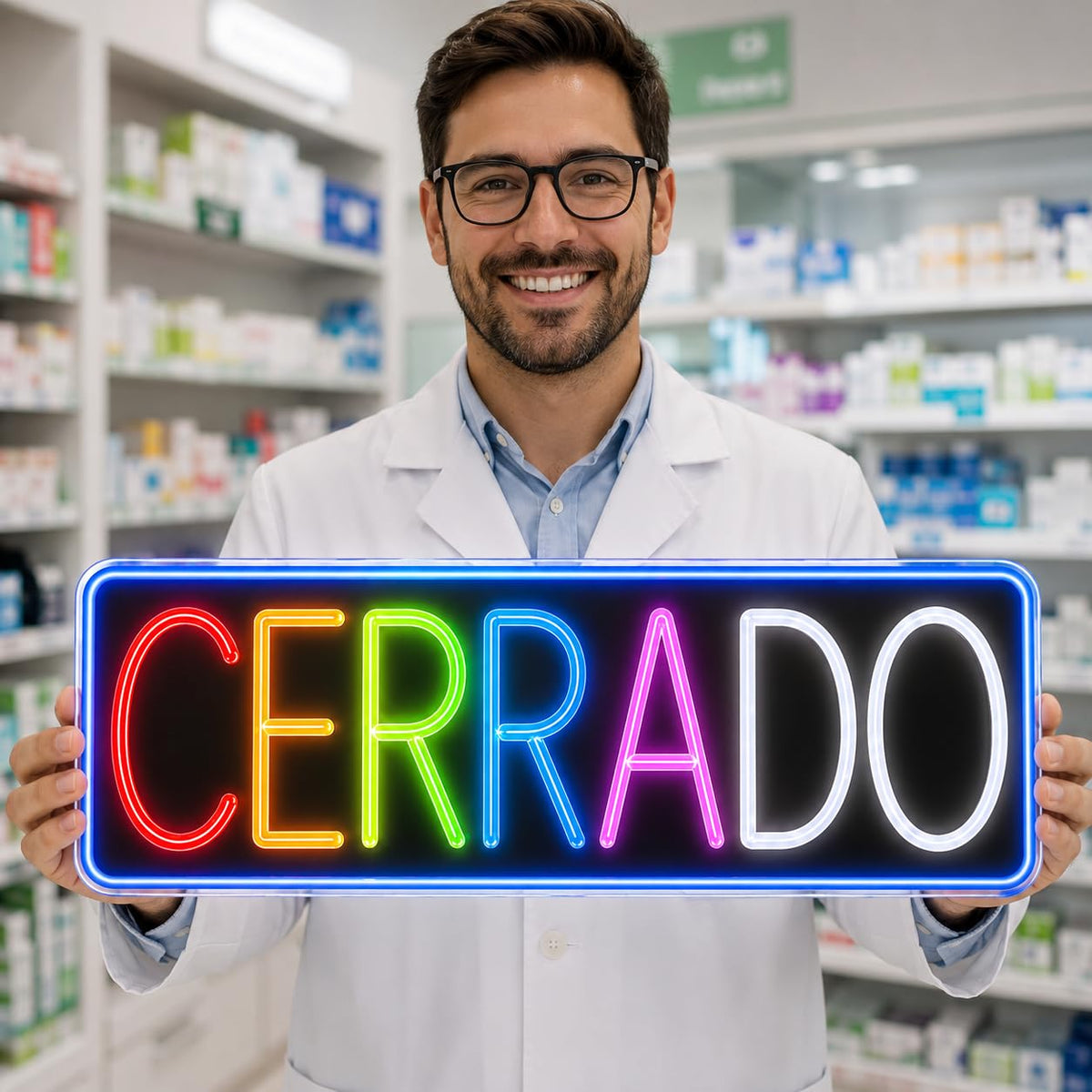 SOLOLED Letrero led neón flex Cerrado cartel metacrilato transparente medidas 35cm aproximadamente alimentacion 12 v