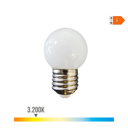 BOMBILLA ESFERICA LED E27 1,5 w 130 lm 3000 k LUZ CALIDA Ø45 x 69 mm