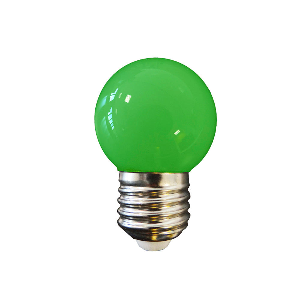 BOMBILLA ESFERICA LED E27 1 w 80 lm LUZ VERDE Ø45 x 69 mm