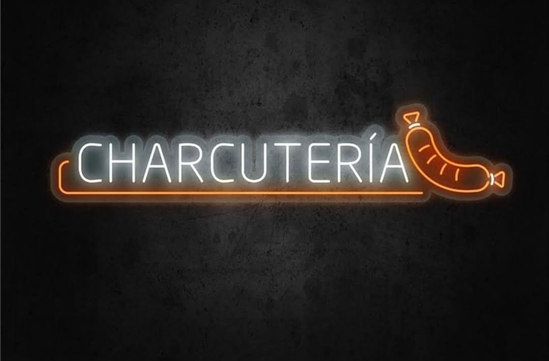 Letras de Neón Led CHARCUTERÍA, Fabricadas en Metacrilato, Para Negocio, Tienda o Comercio medidas 70cm alimentacion 12v