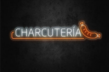 Letras de Neón Led CHARCUTERÍA, Fabricadas en Metacrilato, Para Negocio, Tienda o Comercio medidas 70cm alimentacion 12v