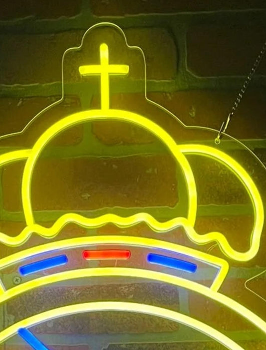 SOLOLED Lámpara de Neón LED Madrid Escudo del Luz Amarilla y Azul, Decoración de Pared