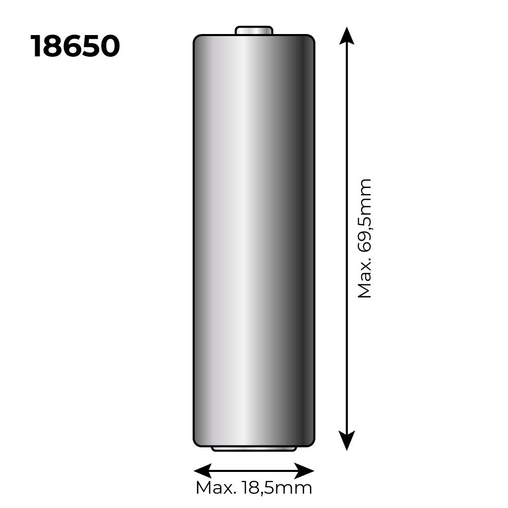 PILA DE LITIO RECARGABLE 3,7V 2200mAh (RECAMBIO REF: 36100/36105/36115/70390) MOD: 18650  Ø18´5mm x 69´5mm