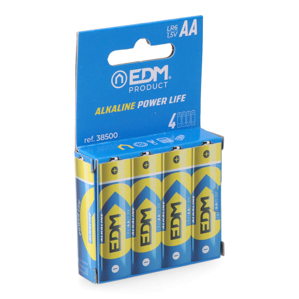 PILA EDM ALKALINA LONG LIFE AA - LR06 1,5V (BLISTER 4 uds)  Ø14,5 x 50,5 mm
