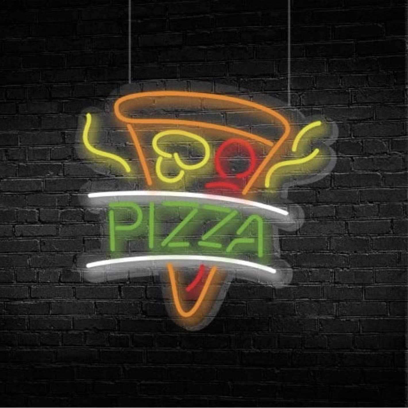 Pizza Neón Luminoso Base metacrilato