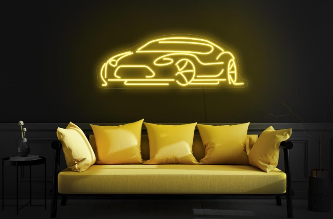 Letrero LED Neón Decorativo de Coche Deportivo, Iluminación Personalizable, Diseño Moderno