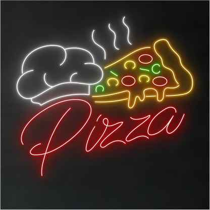 Letrero De Neón Para Pizzería, Decoración De Pared Con Luz LED De Chef De Pizza, Letrero De Neón Para Restaurante De Pizza Italiana, Decoración De Chef(medidas 58CM) alimentacion 12v
