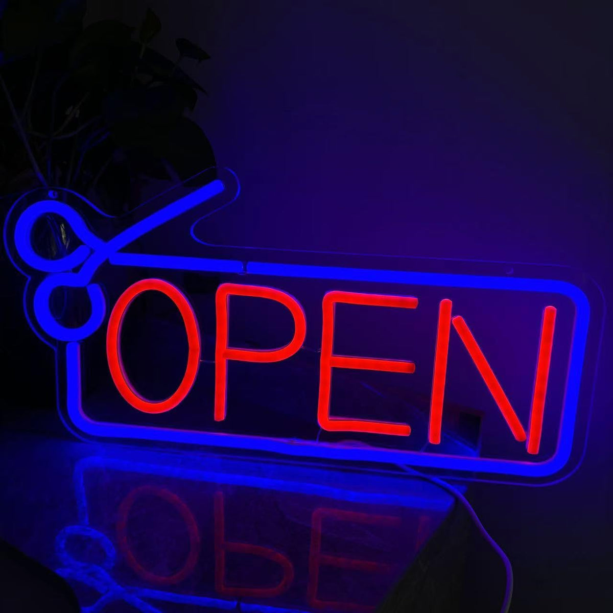 Letrero de neón abierto de barbería, letrero LED USB grabado en 3D