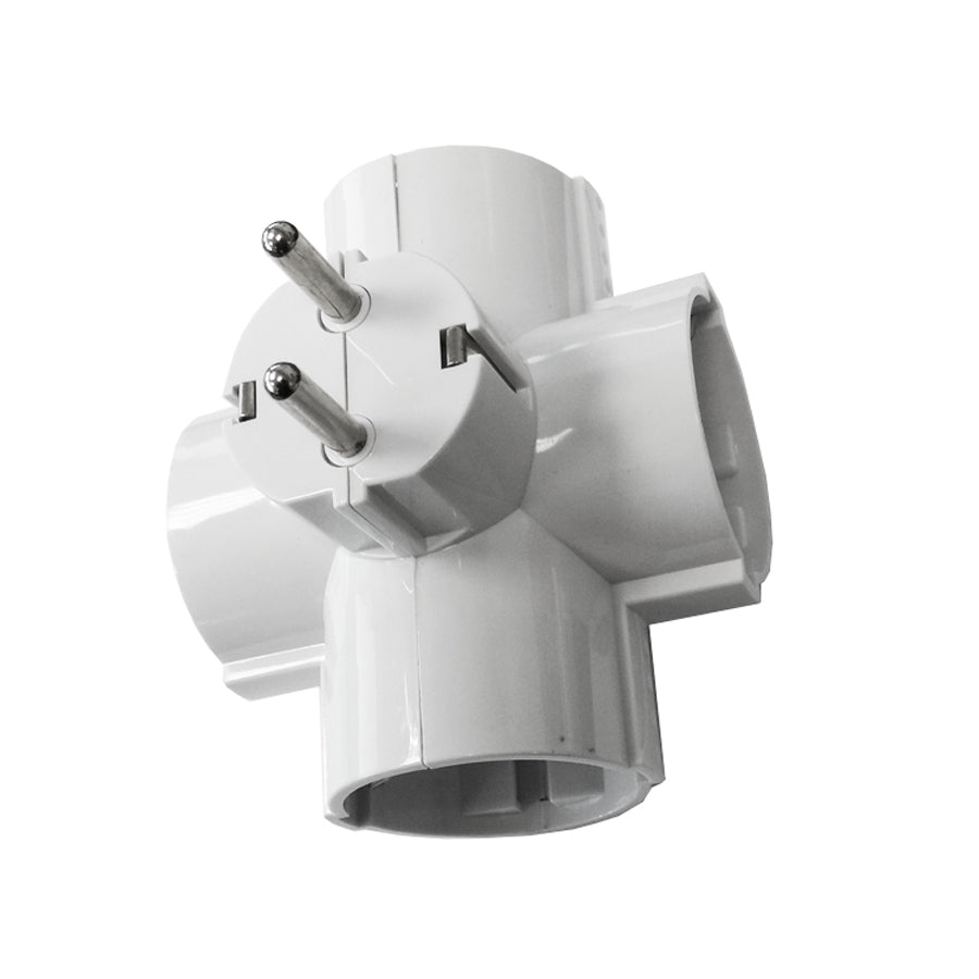 ADAPTADOR CUÁDRUPLE 2P+T, 16A 250V~ ENTRADA LATERAL, BLANCO (RETRACTILADO)
