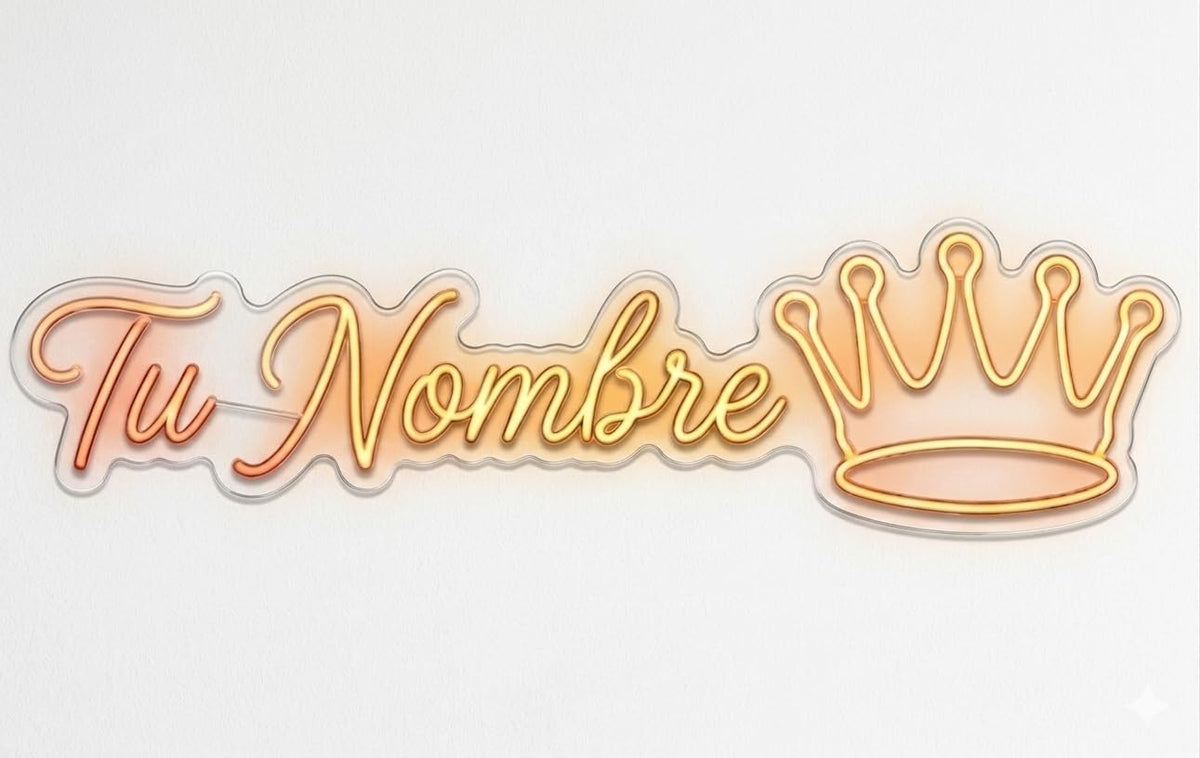Cartel de Neón LED "Corona Real" – Elegancia y Brillo para Habitaciones Infantiles y EventosArtesanal Hecho en España (cadena,cable de 1.5 m y alimentación 12 v medidas 40x,30cm