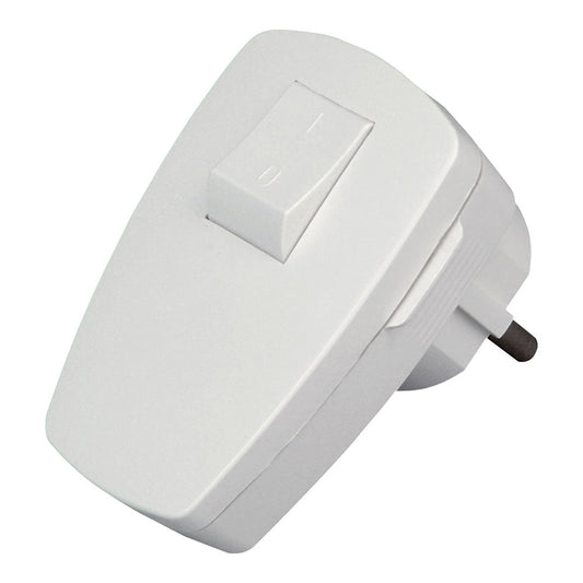 CLAVIJA 2P+T ANGULAR BLANCA CON INTERRUPTOR 3x1,5mm² 16A. KOPP