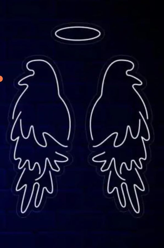 Luz LED Decorativa de Pared en Forma de Alas de Ángel, Neón Blanco, Iluminación Ambiental