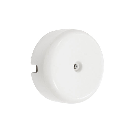 CAJA DE EMPALMES SUPERFICIE, EMBELLECEDOR PORCELANA SERIE VINTAGE Ø110mm, ESTRUCTURA INTERIOR  Ø80x40mm BLANCA