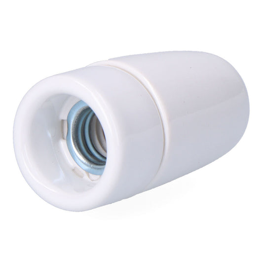 PORTALÁMPARAS CERÁMICO VINTAGE E14, 60 W 250 V, BLANCO, Ø35 x 60 mm (RETRACTILADO)