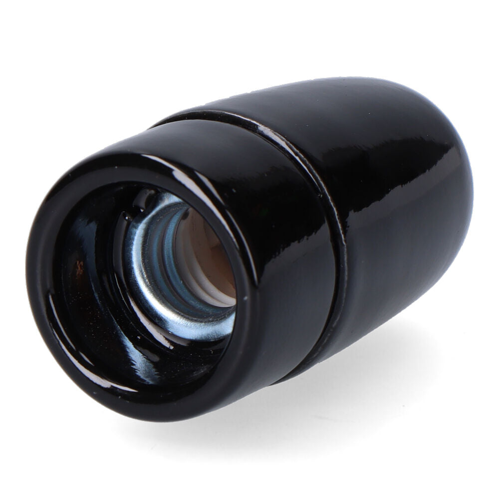 PORTALÁMPARAS CERÁMICO VINTAGE E14, 60 W 250 V, NEGRO, Ø35 x 60 mm (RETRACTILADO)