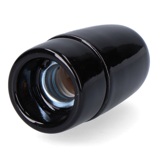 PORTALÁMPARAS CERÁMICO VINTAGE E14, 60 W 250 V, NEGRO, Ø35 x 60 mm (RETRACTILADO)