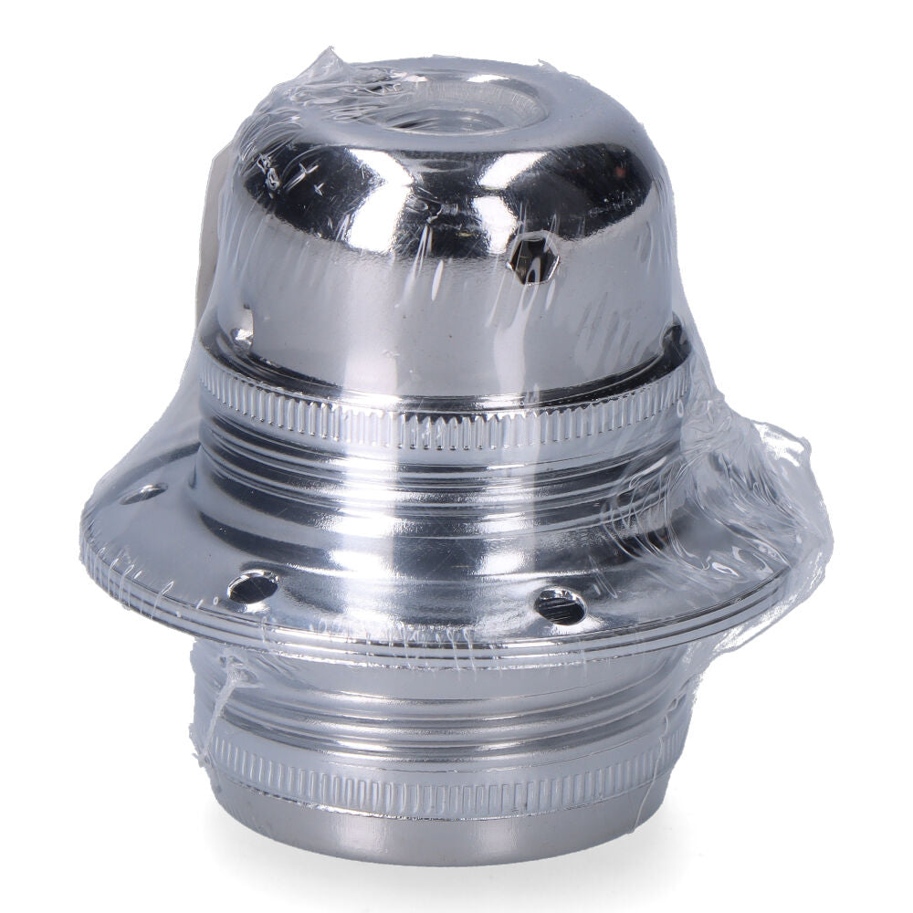 PORTALÁMPARAS E27 METÁLICO, 100 W 250 V, PLATA, Ø60 x 40 mm (RETRACTILADO)