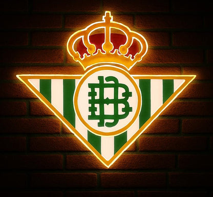 16 escudos Pantalla metacrilato y vinilo con neón LED de Bar Deportivo, Logo Iluminado de la lga de futbol, elige un escudo con el número