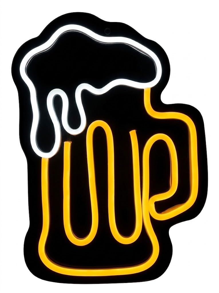SOLOLED Letrero bajo coste Cerveza abierto Cartel Luminoso LED Escaparate, Decoración de Pared en Metacrilato, Luz Brillante, aproximadamente 33y 25cm alimentación 12v