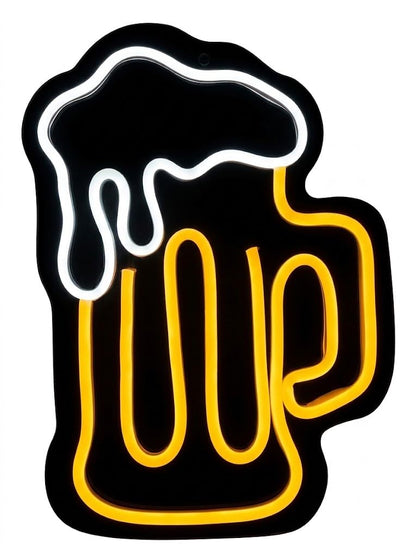 SOLOLED Letrero bajo coste Cerveza abierto Cartel Luminoso LED Escaparate, Decoración de Pared en Metacrilato, Luz Brillante, aproximadamente 33y 25cm alimentación 12v