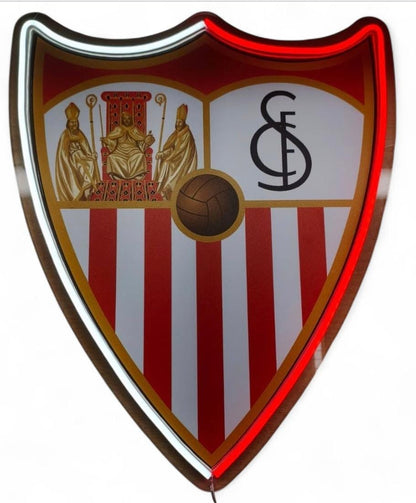 16 escudos Pantalla metacrilato y vinilo con neón LED de Bar Deportivo, Logo Iluminado de la lga de futbol, elige un escudo con el número