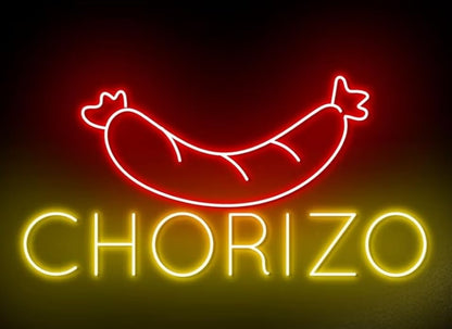 soloLED Letrero Chorizo Cartel Luminoso LED Escaparate, armería,Bar, Pub y Discoteca, Decoración de Pared en Metacrilato, Luz Brillante, 40x50cm alimentación 12v