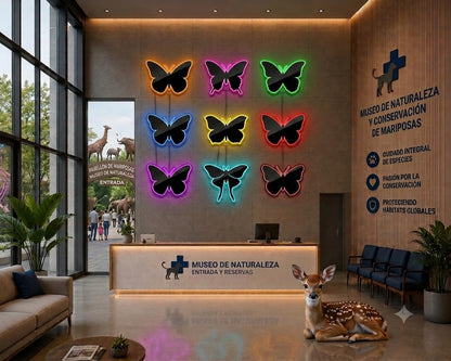 SOLOLED letrero Neon led Personalizado Mariposa verde Medida: 40 cm x 40 cm - 12v -cartel luminoso decoracion pared,habitacion,Fiestas,Escaparate, negocio, bar,-base metacrilato transparente