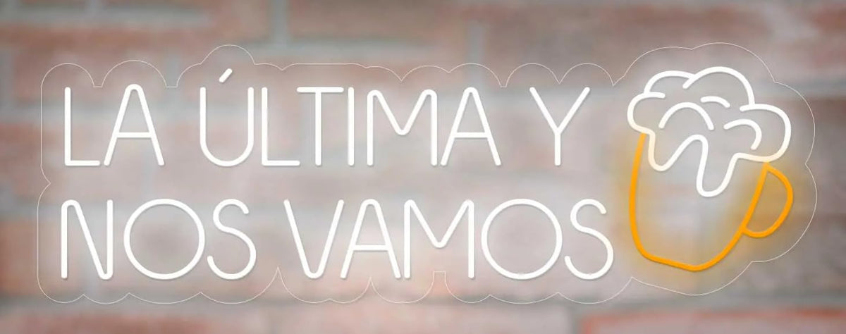 SOLOLED Letrero LA ULTIMA Y NOS VAMOS Cartel Luminoso LED en Metacrilato, Luz Brillante, 85x30cm, Alimentación 12v, Decoración de Pared para Escaparate
