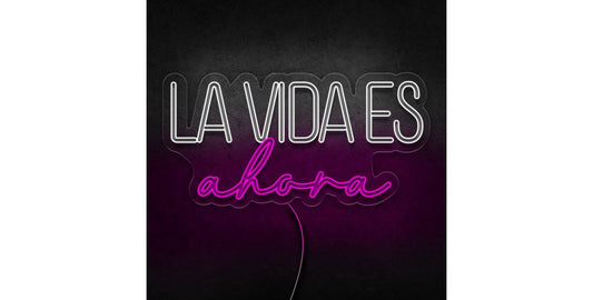 Letrero de Neón 'La Vida Es Ahora', Decoración para Boda, Bar, Hogar y Fiesta medidas 60x30 cm