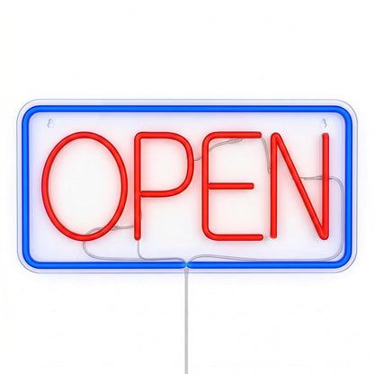 Neon OPEN Luces de Neón LED Letrero Luminosos Letrero Neon para Pared Decorar Bar Hotel Tienda Café Restaurante Letrero(azul rojo) 40x25cm