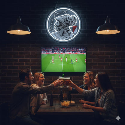 SOLOLED Letrero de Neón LED Escudo futbol Ajax champions Ligue de Pared, Luz Colgante vinilo, metacrilato neón led 40x30cm aproximadamente 12 v