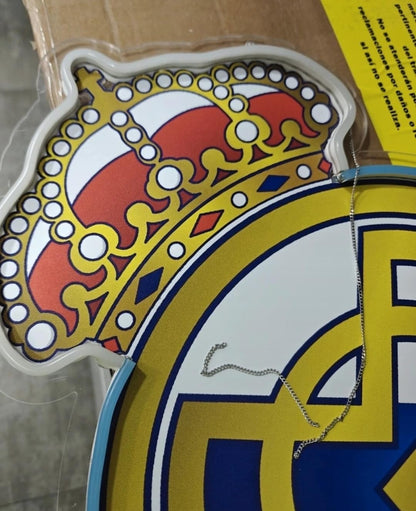 SOLOLED Real Madrid regalo escudo Iluminado, Escudo con Corona, Decoración Deportiva medidas 40x30 cm,neon led,metacrilato, vinilo,liga de futbol