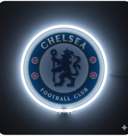 SOLOLED Letrero de Neón LED Escudo futbol Chelsea champions Ligue de Pared, Luz Colgante vinilo, metacrilato neón led 40x30cm aproximadamente 12 v