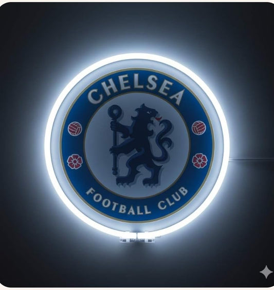 SOLOLED Letrero de Neón LED Escudo futbol Chelsea champions Ligue de Pared, Luz Colgante vinilo, metacrilato neón led 40x30cm aproximadamente 12 v
