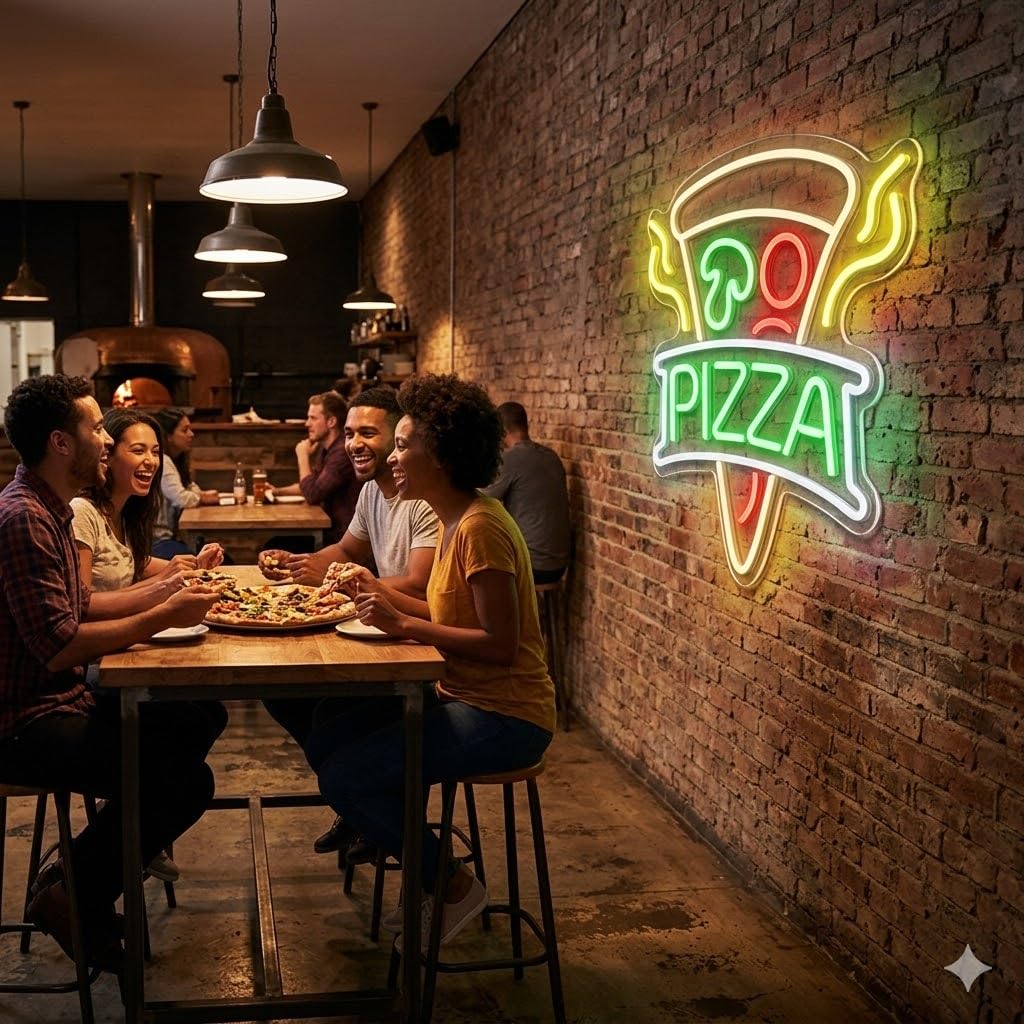 SOLOLED Letrero LED Pizza, Metacrilato, 40 x 38cm