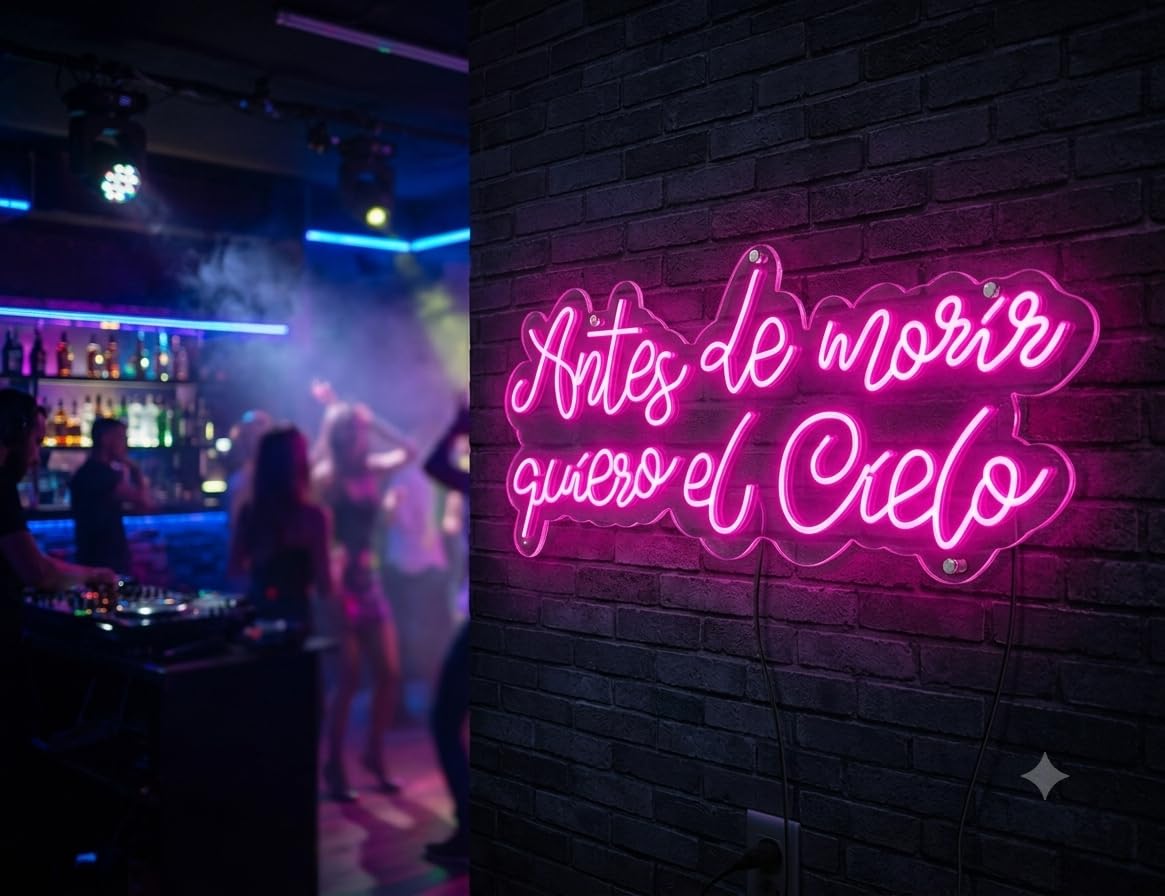 Letrero de Neón antes de morir quiero el cielo Cartel Luminoso Decorativo APROXIMADAMENTE 80CM ALIMENTADOR 12 V