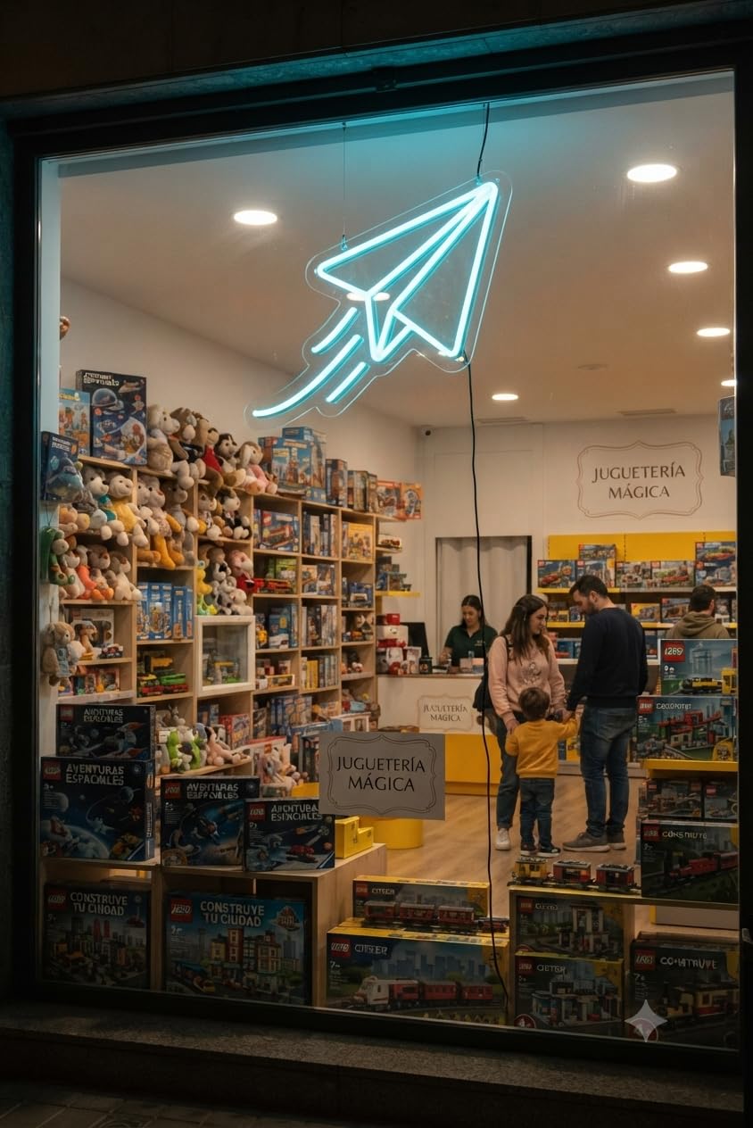 Letrero Neón led Avión de Papel Color Turquesa para Pared metacrilato transparente con forma 40 cm aproximadamente alimentación 12v