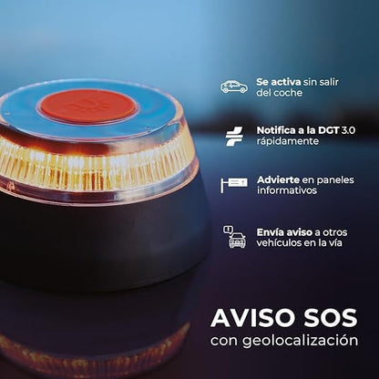 Genérico gsc Evolution - Luz de Emergencia V16 con Geolocalización – Baliza Homologada DGT 3.0, Obligatoria en 2026 | Señal V-16 para Coche con Aviso de Ubicación y Plan de Datos Incluido