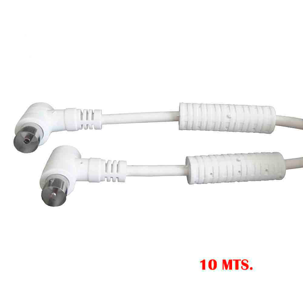PROLONGACION TV-VIDEO ACODADA CON FILTRO 9,5mm 10m ENVASADA BLANCA
