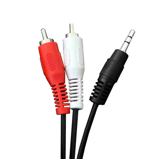 CABLE AUDIO ESTÉREO JACK MACHO A 2 RCA MACHO 3,5mm, 1,5m, NEGRO