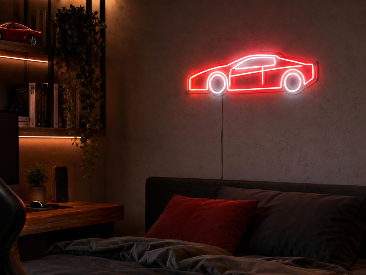 soloLED Letrero Coche deportivo Cartel Luminoso LED Escaparate, Decoración de Pared en Metacrilato, Luz Brillante, aproximadamente 51x21cm alimentación 12v